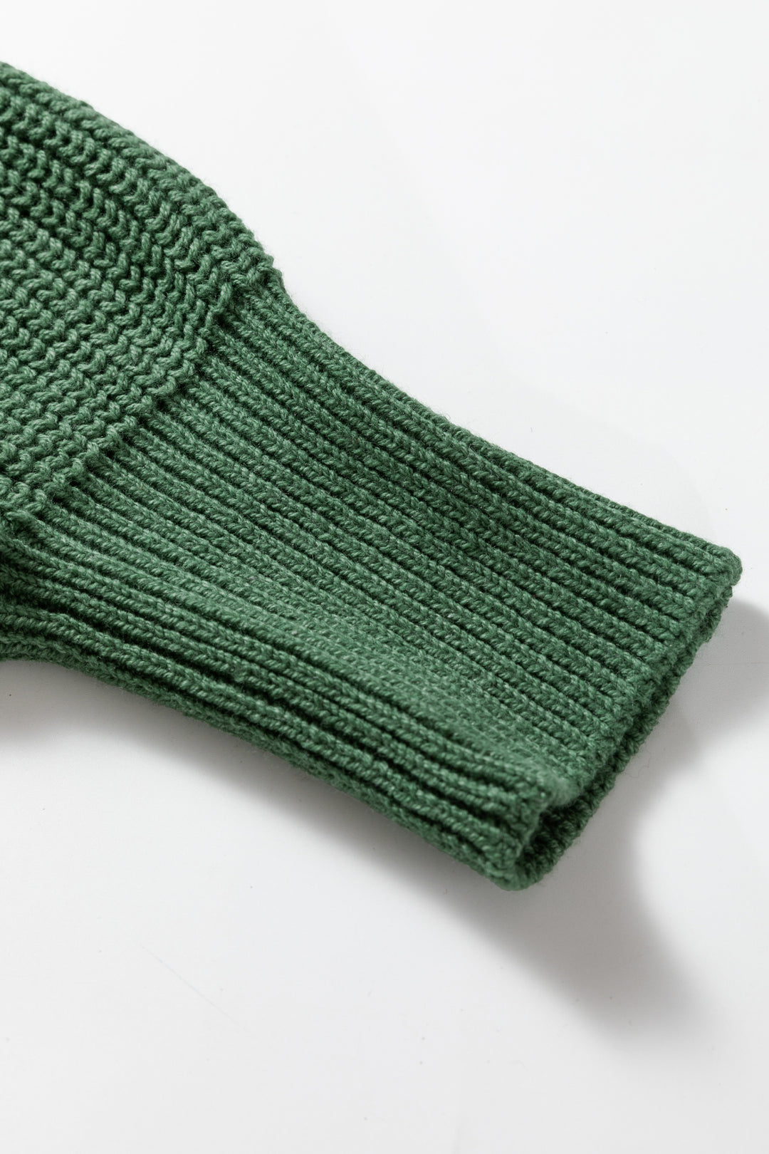 Green Solid Lantern Sleeve Empire Waist Short Sweater Dress