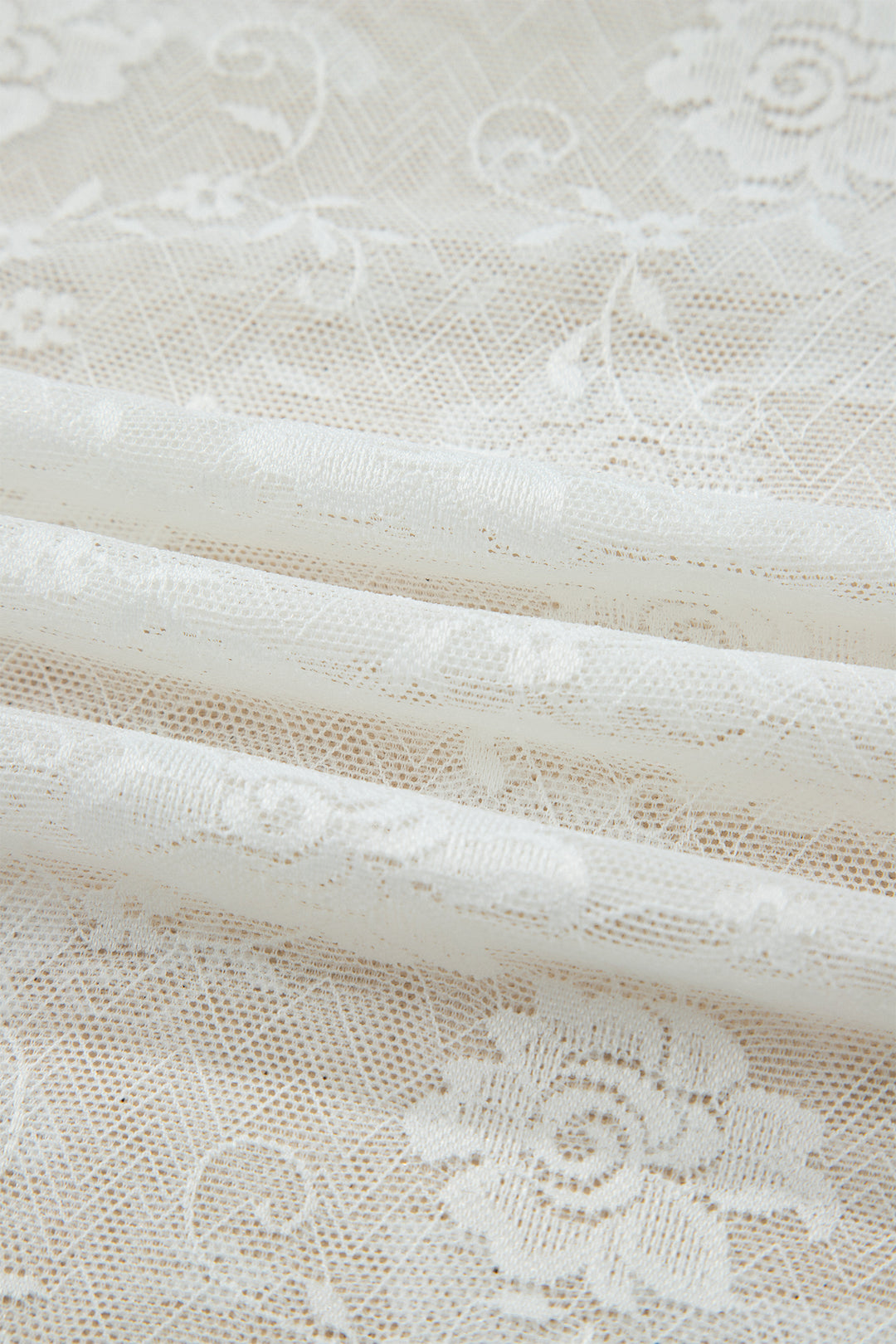 White Sheer Lace Round Neck T Shirt