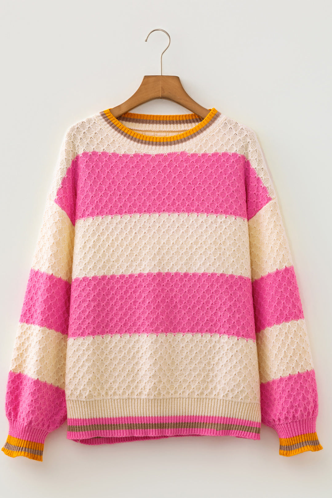 Pink Stripe Striped Colorblock Sweater