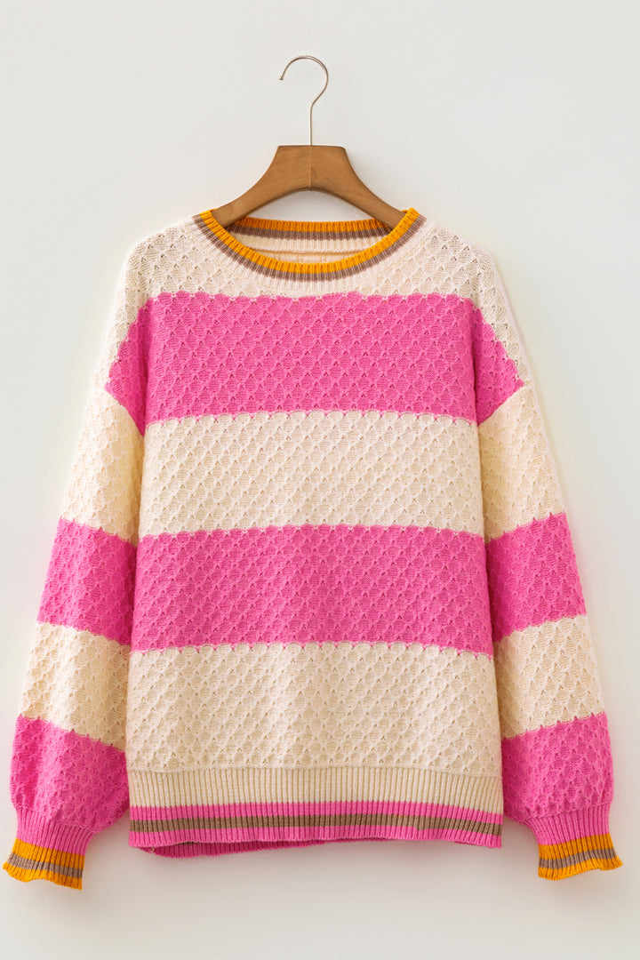Pink Stripe Striped Colorblock Sweater