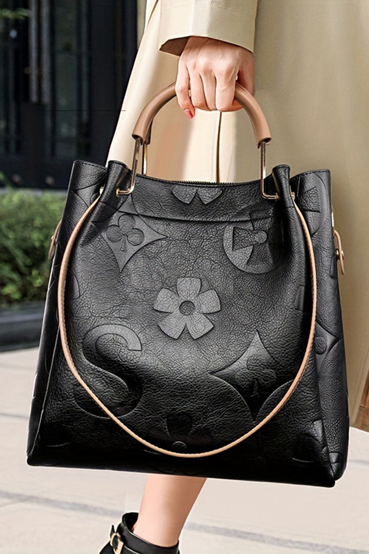 Sac à bandoulière multifonction en cuir gaufré avec poignée
