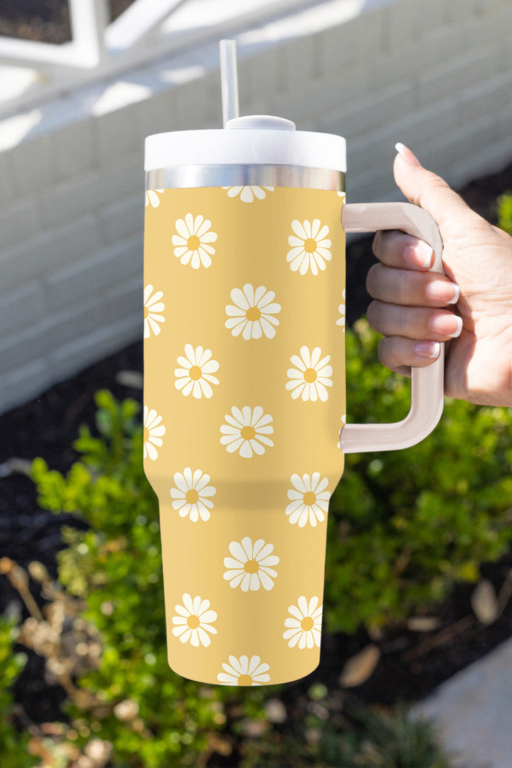 Daisy Print Handle Stainless Steel Portable Cup 40oz