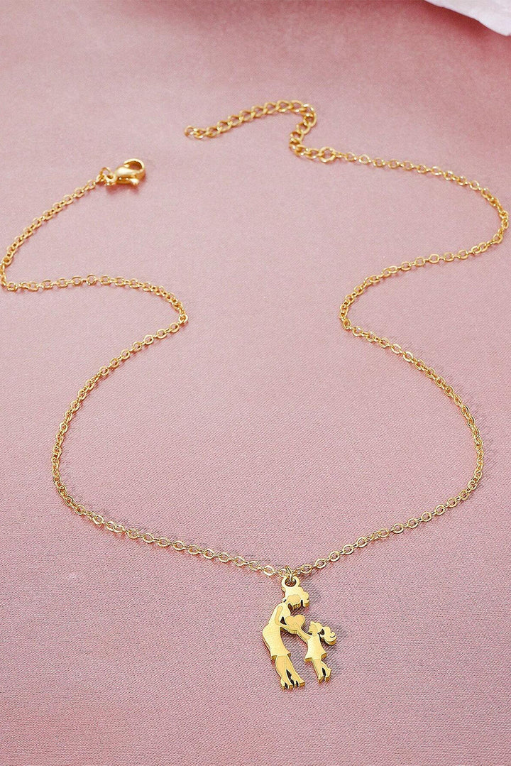 Collier en alliage plaqué avec pendentif cœur mère-fille