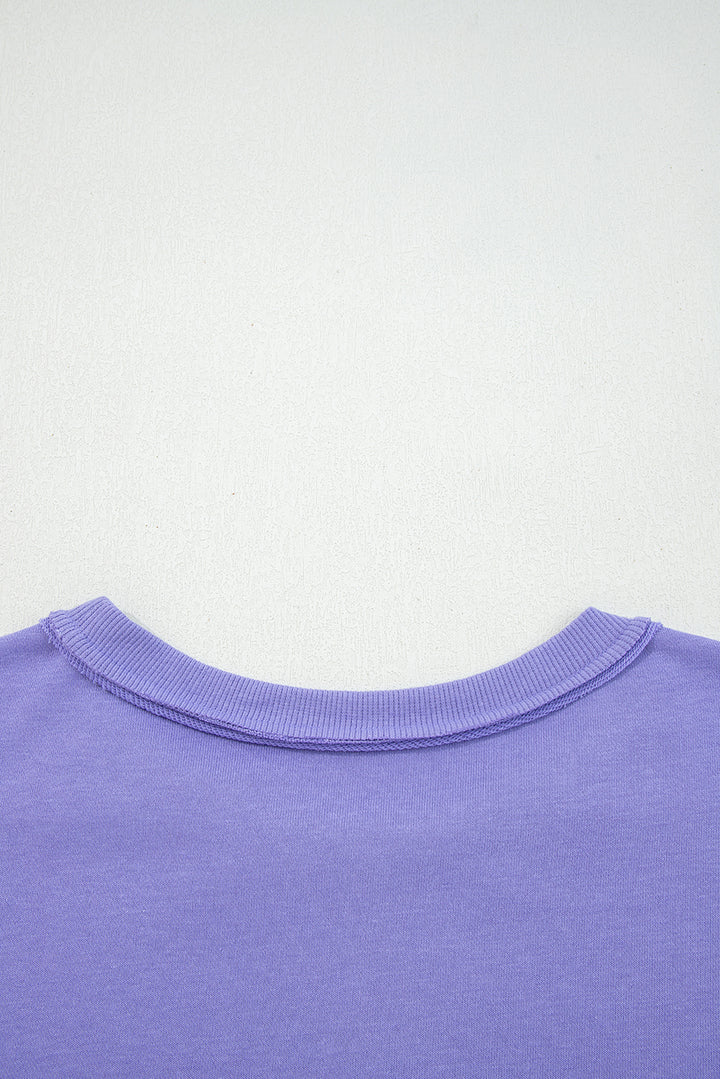 Wisteria Floral Applique Baggy Pullover Sweatshirt