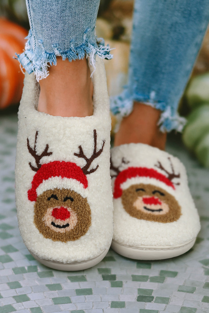 Christmas Deer Home Indoor Plush Slippers