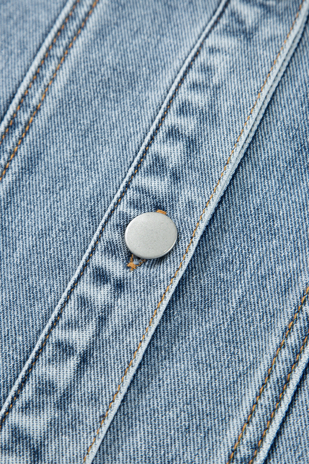 Scallop Trim Collar Patched Pocket Button Up Denim Jacket