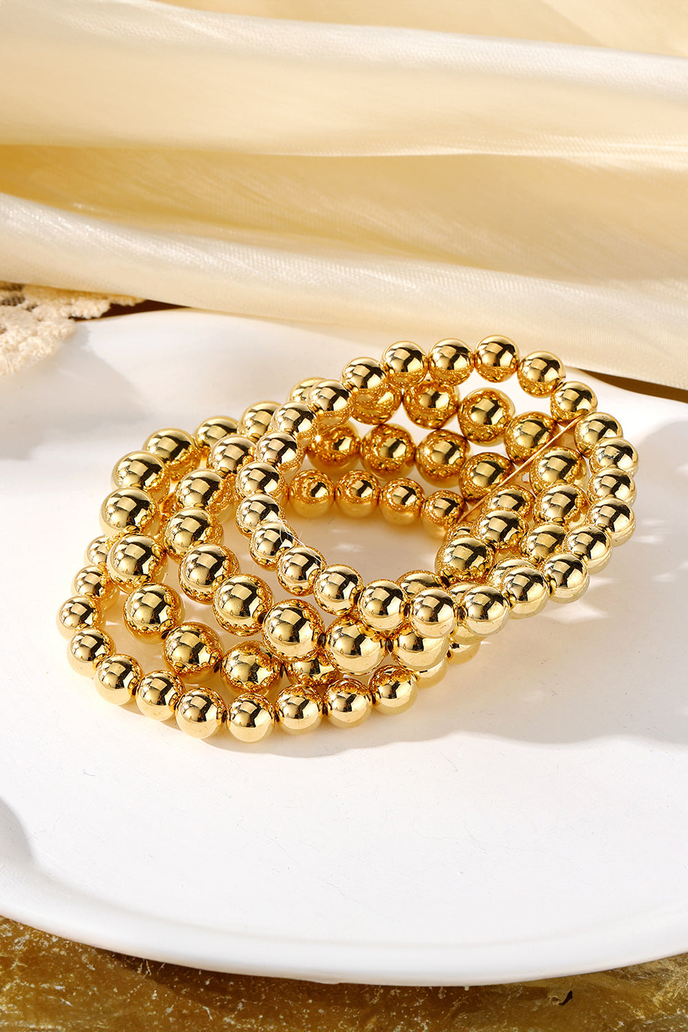 Mehrlagiges, plattiertes, elastisches Perlenarmband aus Legierung