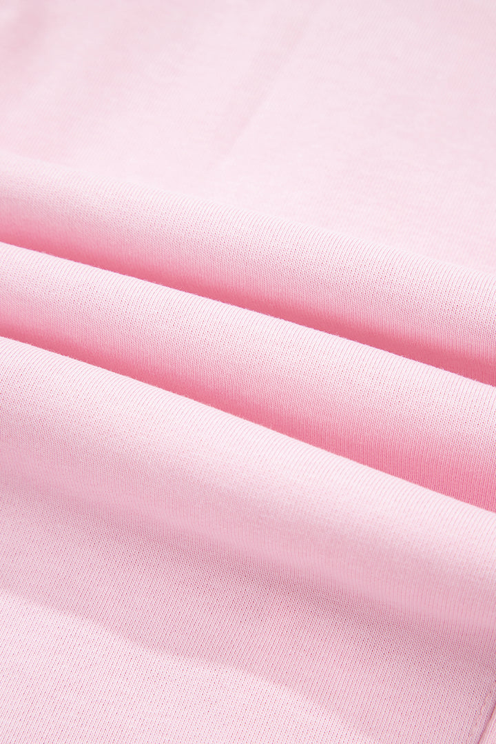 Light Pink Drawstring Elastic Waistband Solid Color Jogger Pants