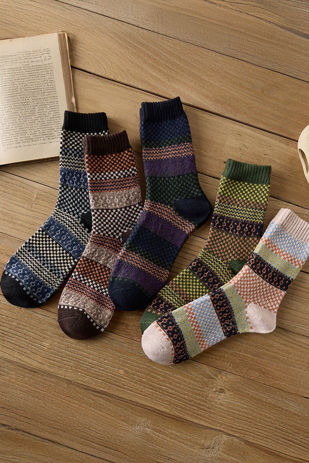Ensemble de chaussettes douces à carreaux bohèmes
