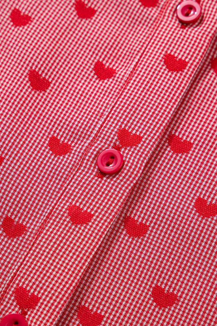 Heart Shape Print Half Sleeve Loose Valentine Shirt