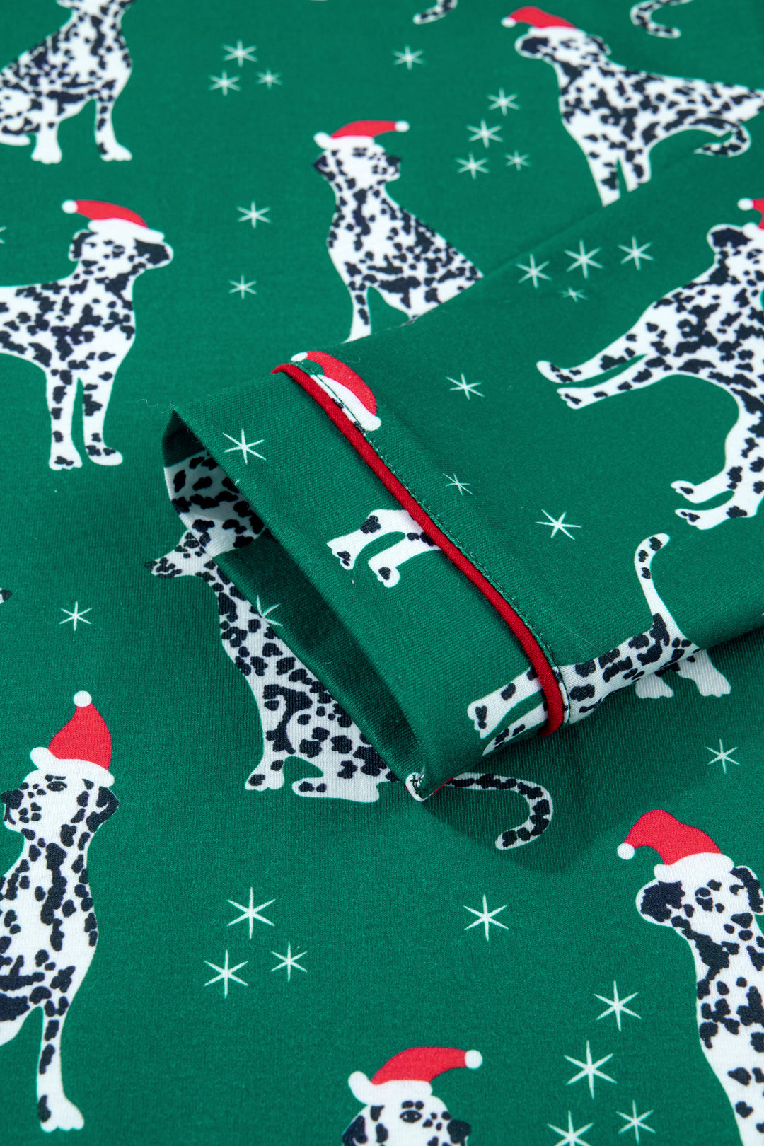 Green Long Sleeve Dog Print Two Piece Shift Lounge Set