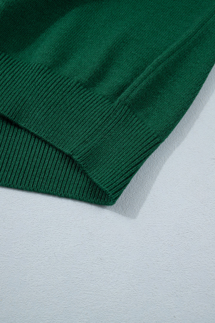 Blackish Green Abstract Dog Embroidery Christmas Fashion Round Neck Sweater