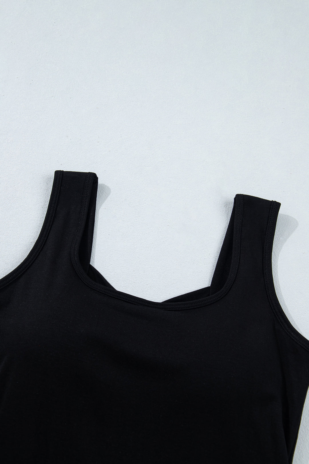 Black Twisted Cross Back Sleeveless U Neck Bra Insert Tank Top