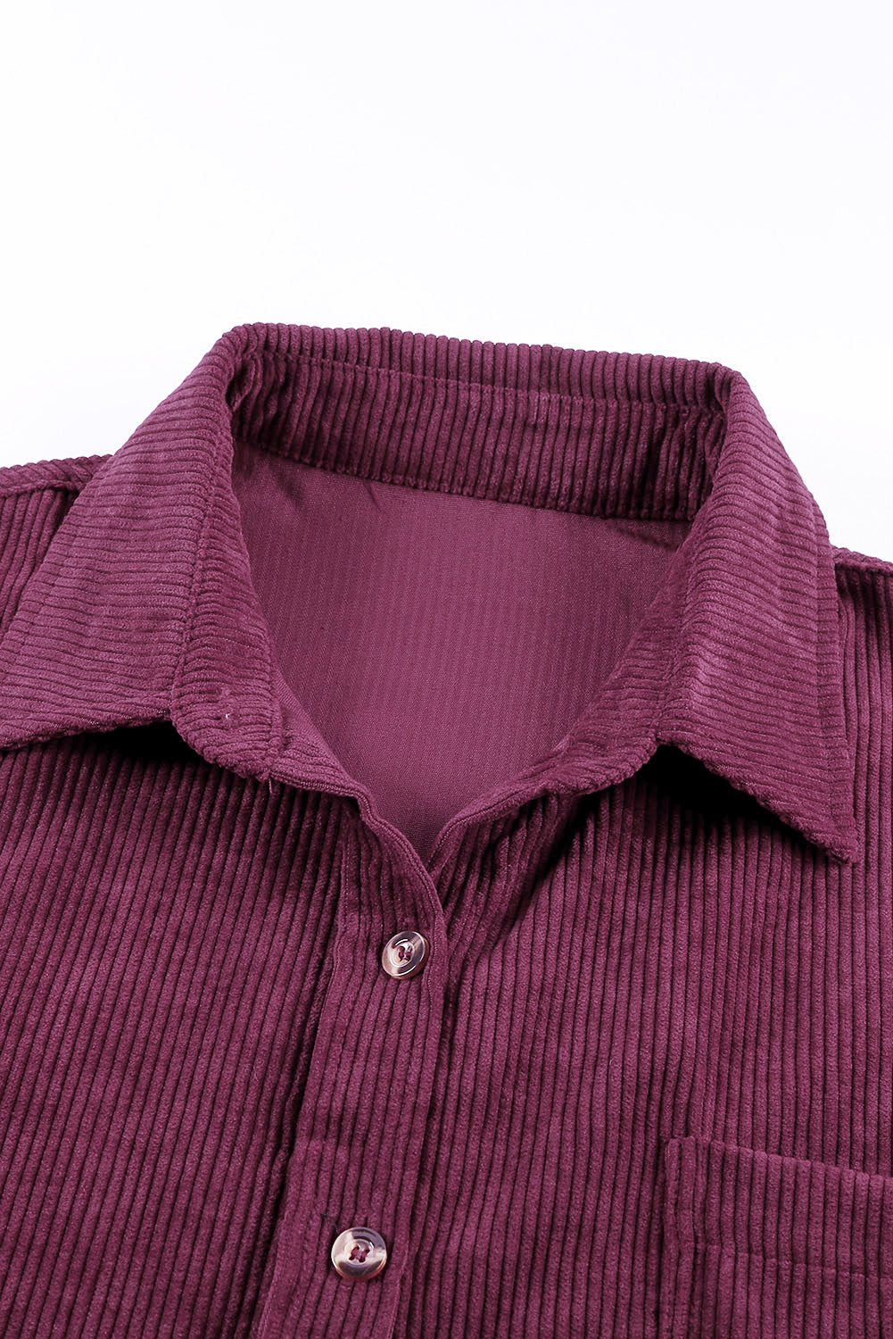 Wine Fiery Red Corduroy Button Pocket Shirt