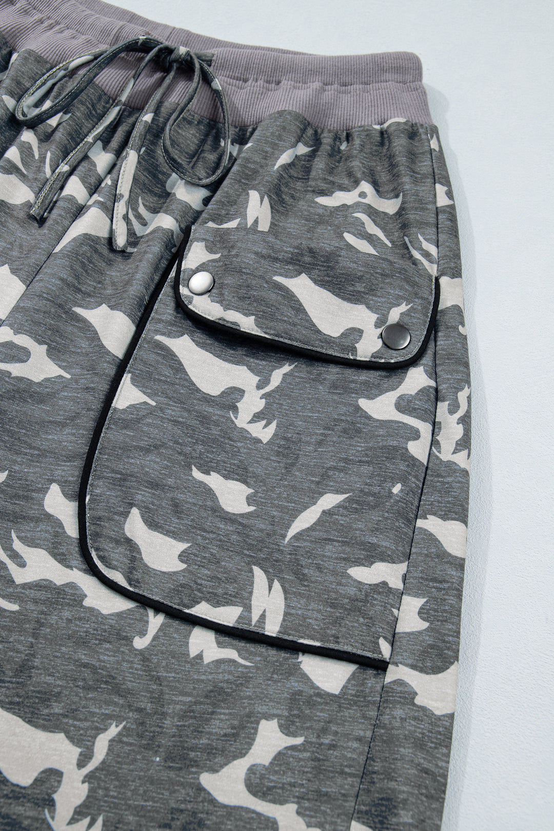 Multicolour Drawstring Contrast Waistband Camouflage Joggers Pants