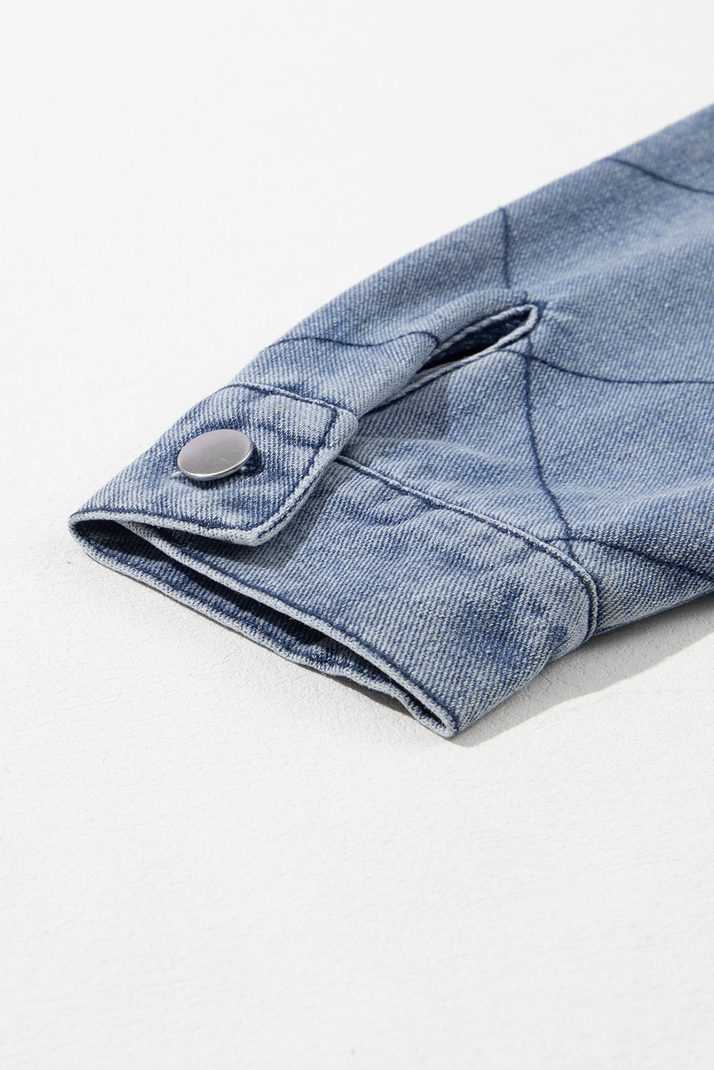 Ashleigh Blue Rhombus Stitched Pattern Button Pocketed Denim Jacket