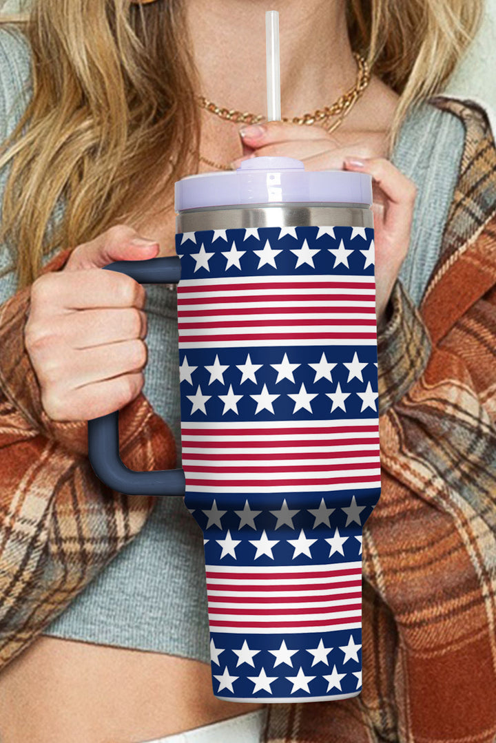Tasse isotherme avec poignée et imprimé étoiles et rayures 40 oz