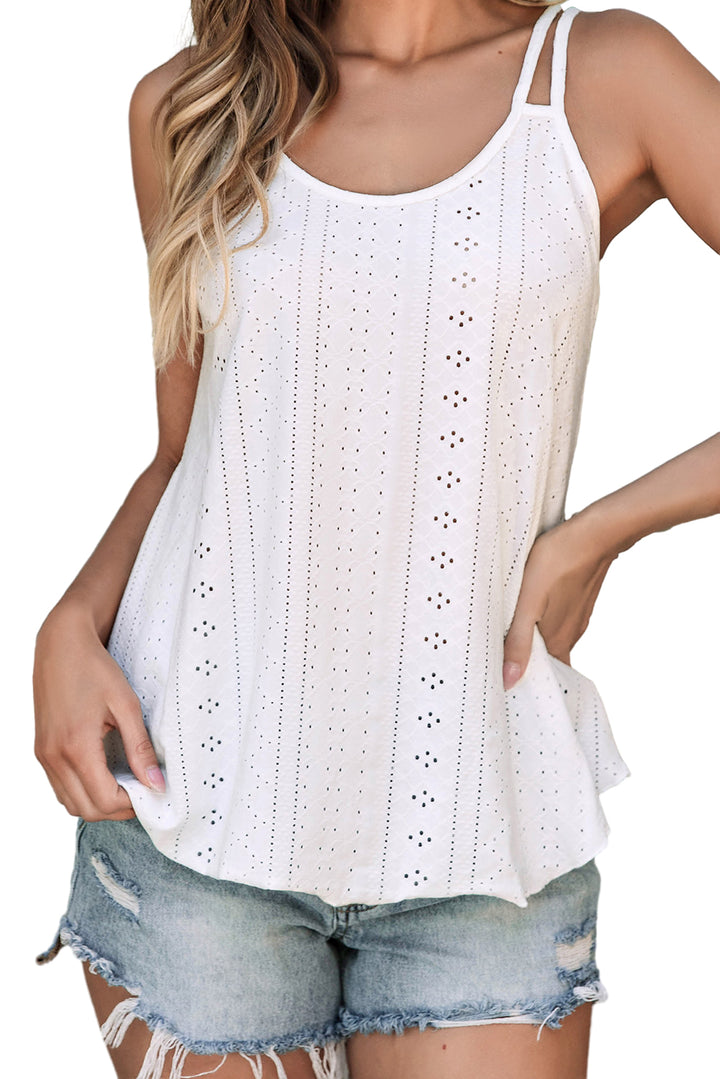 Eyelet Strappy Scoop-Neck Tank Top