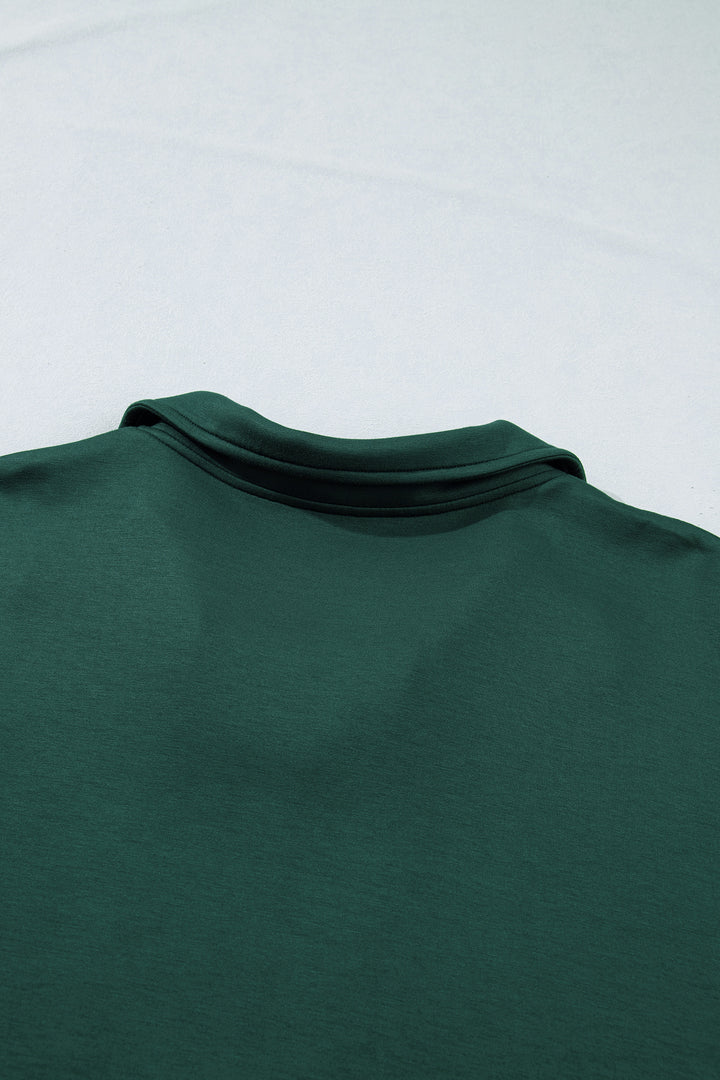 Evergreen Glow Studded Zip up Plus Size T Shirt Dress with Pockets