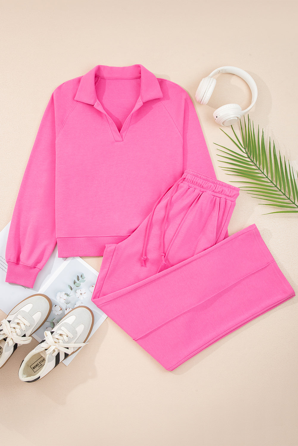 Sachet Pink Collared Pullover and Central Seam Pants Set