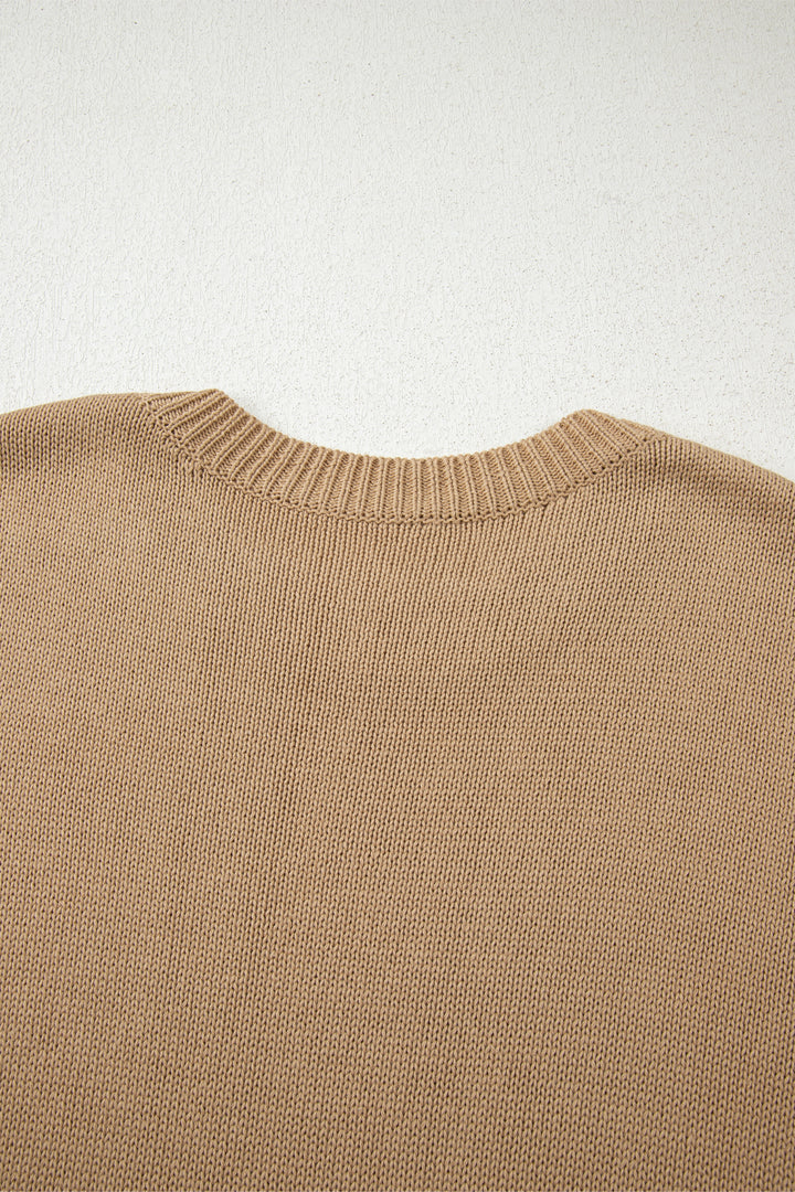 Pale Khaki Exposed Seam Oversize Sweater Mini Dress