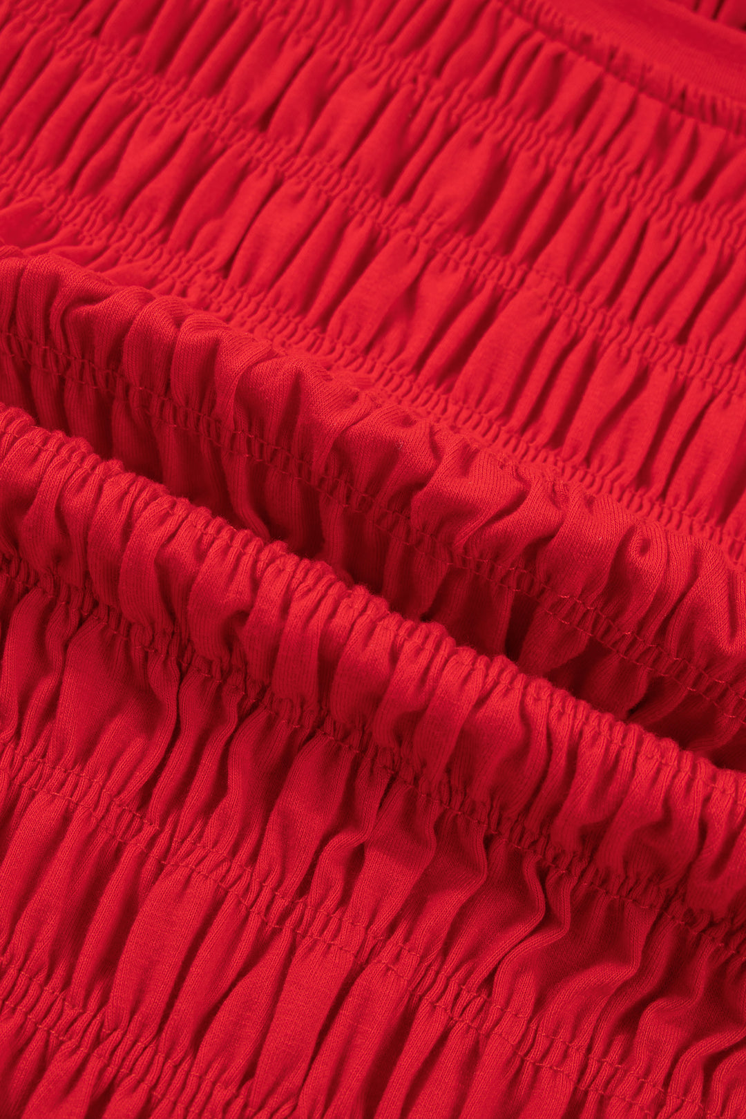 Fiery Red Shirred Slim Fit Ruffle Hem Tank Top