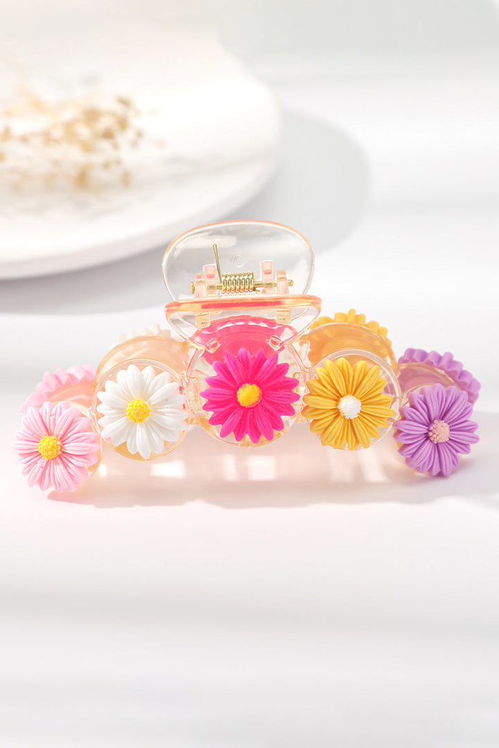 Grande pince à cheveux à décor de fleurs vibrantes