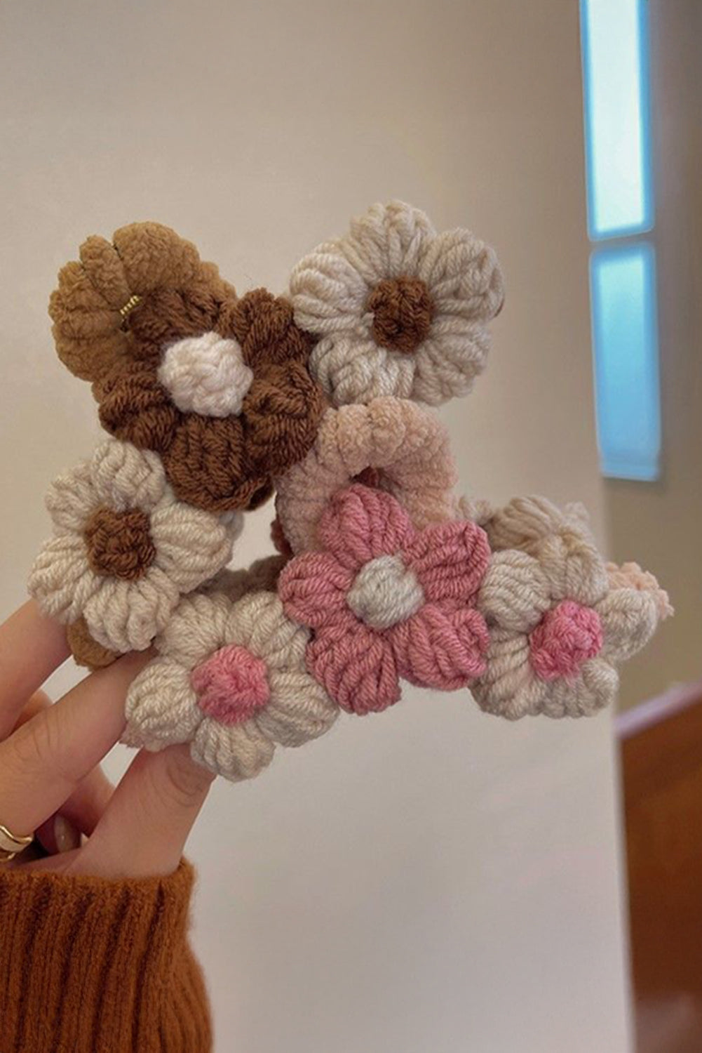 Flower Crochet Cover Large Hair Claw Clip