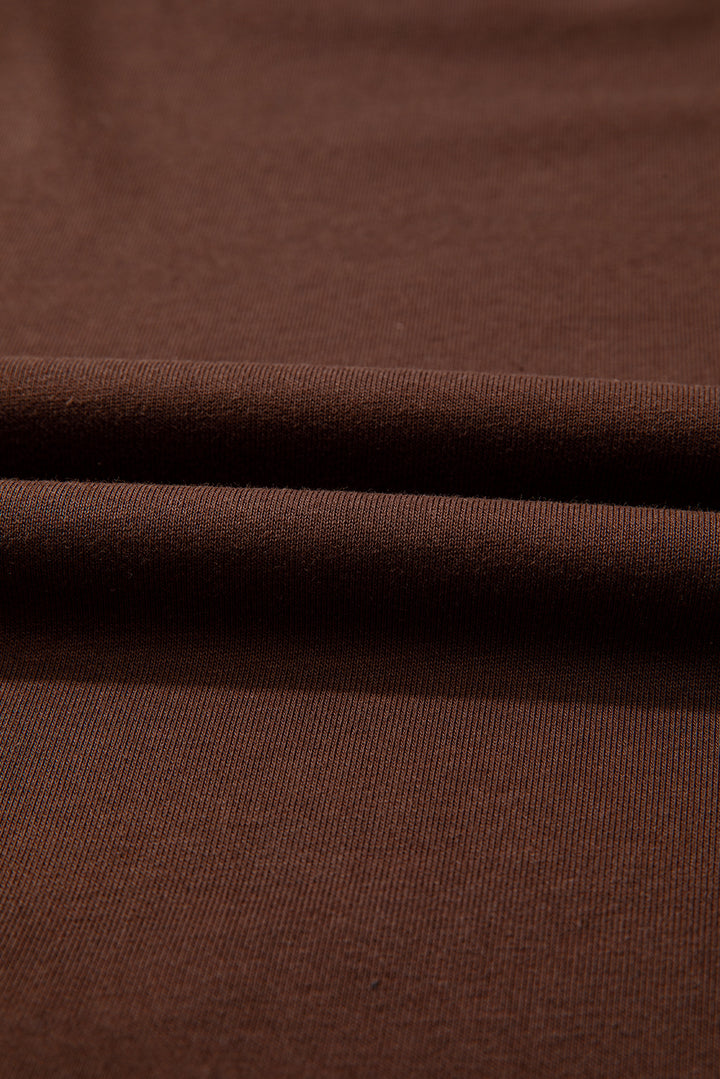 Coffee Varsity Striped Detail Drop Shoulder Oversized Sweatshirt