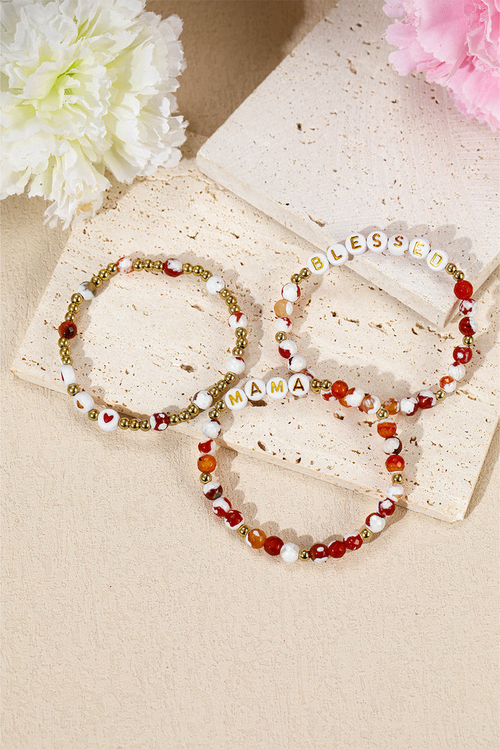 MAMA Beaded Triple Layer Bracelet Set