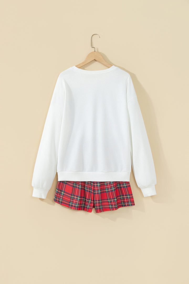 Red Plaid MERRY Holiday Long Sleeve Top and Shorts Set