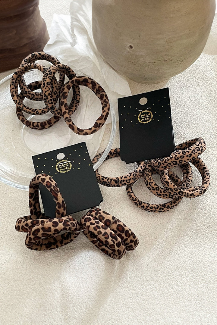 5pcs Leopard Elastic Hair Tie Set