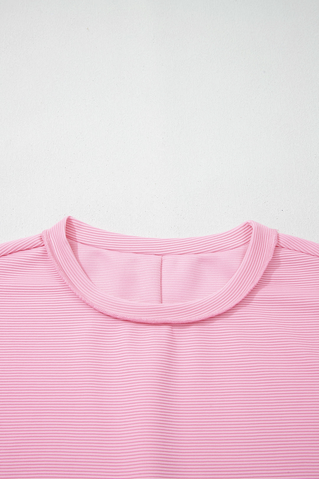 Horizontal Ribbed Exposed Seam Detail Drop Shoulder Baggy Pullover