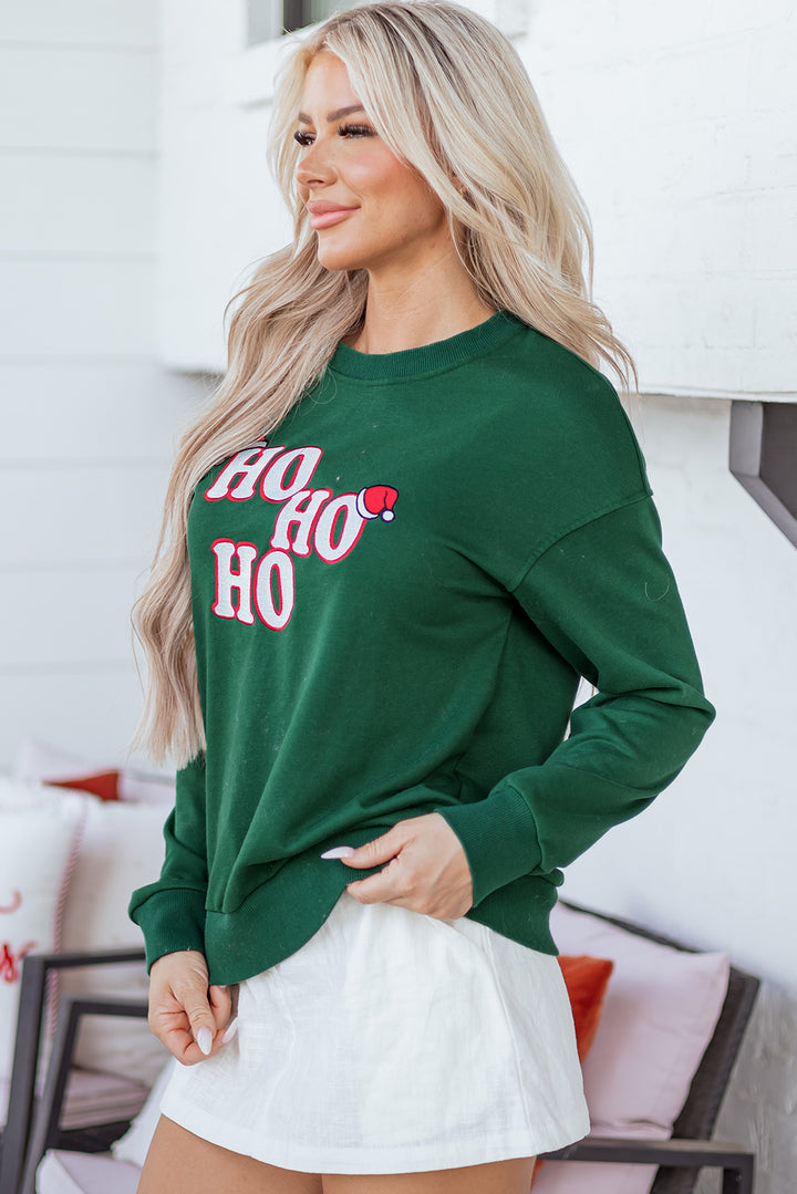 Embroidered Letter Graphic Christmas Fashion Sweatshirt