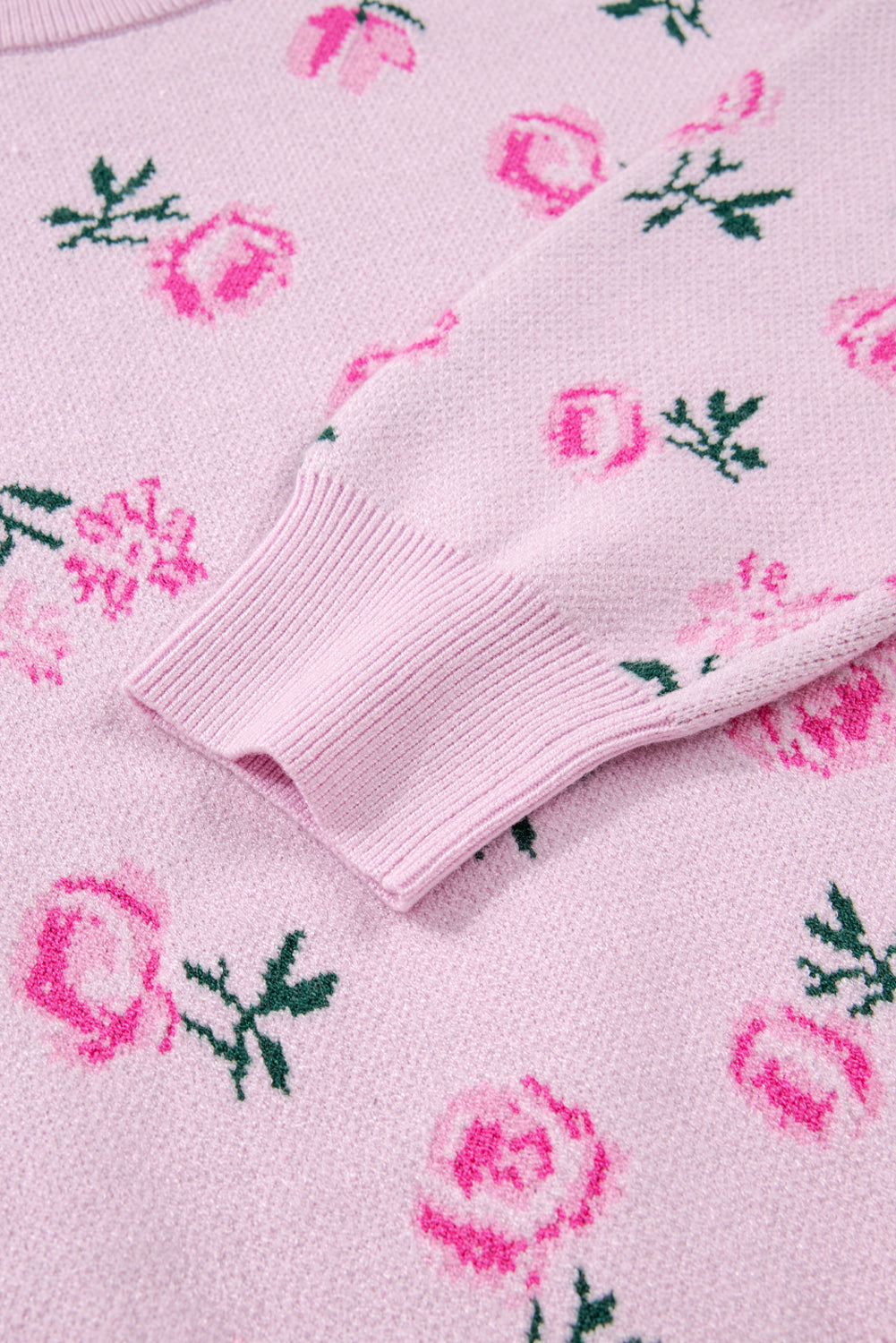 Sweet Floral Print Drop Shoulder Cropped Sweater