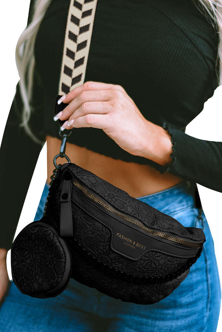 Colorblock Strap Chain Shoulder Bag With Coin Purse