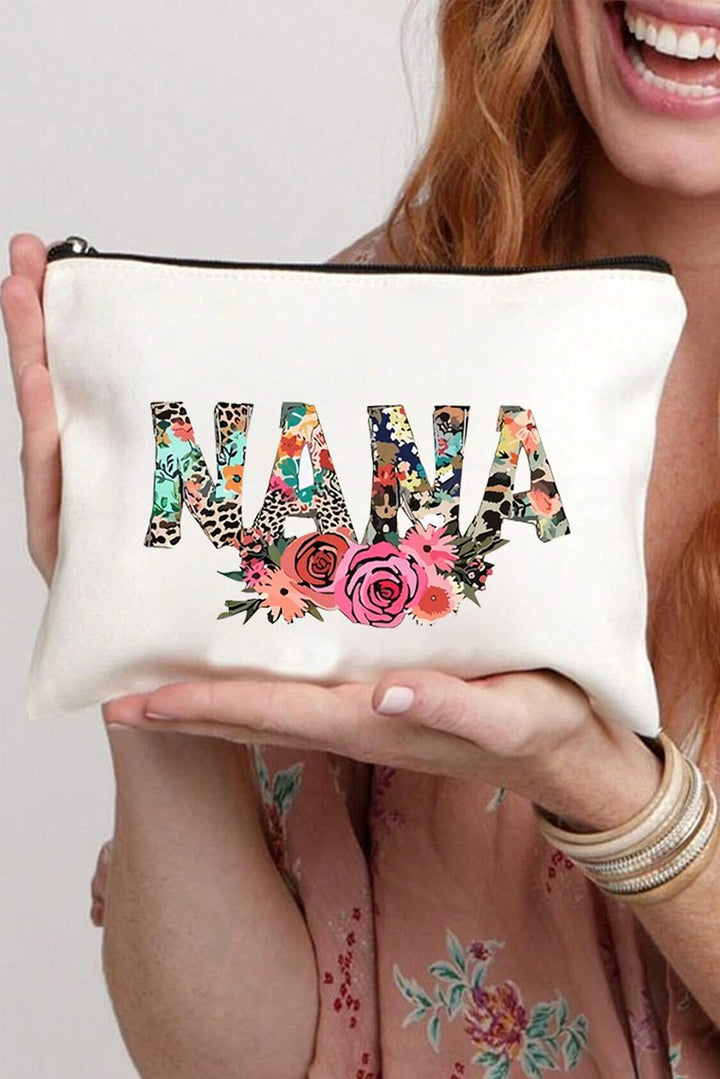 Trousse de maquillage zippée NANA à motif léopard et fleurs