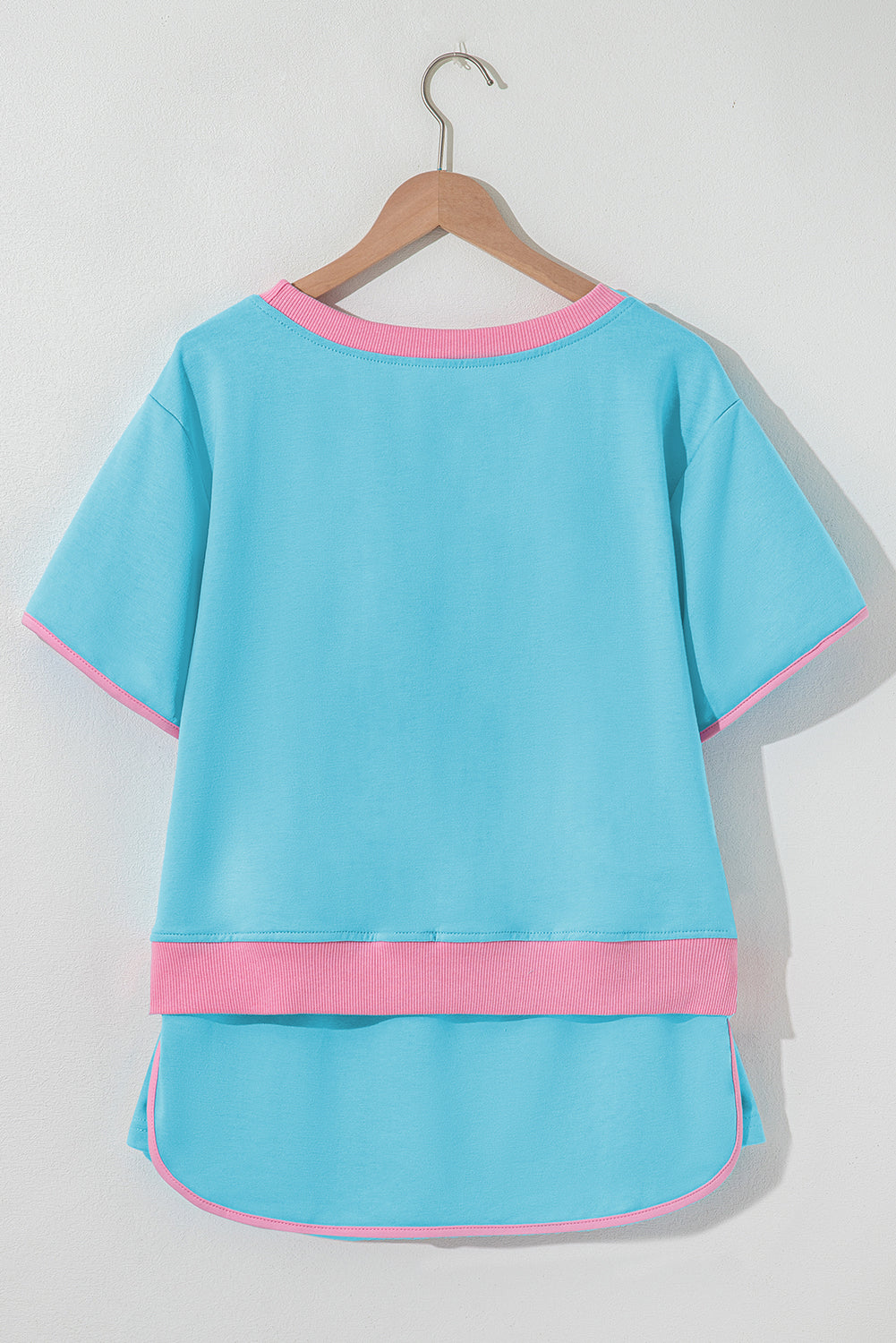 Turquoise Colorblock Edge T Shirt and Skort 2Pcs Set