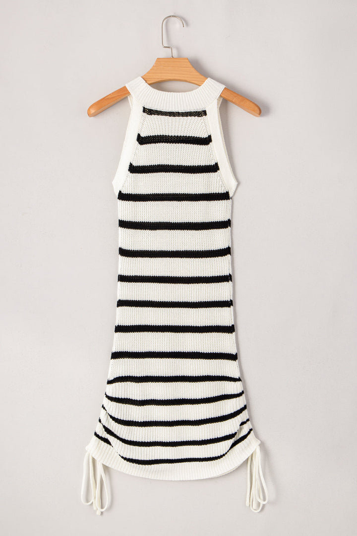 Knitted Drawstring Detail Sleeveless Dress
