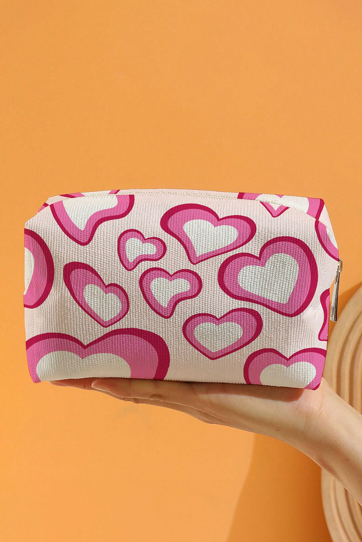 Trousse de maquillage en toile imprimée cœur pour la Saint-Valentin