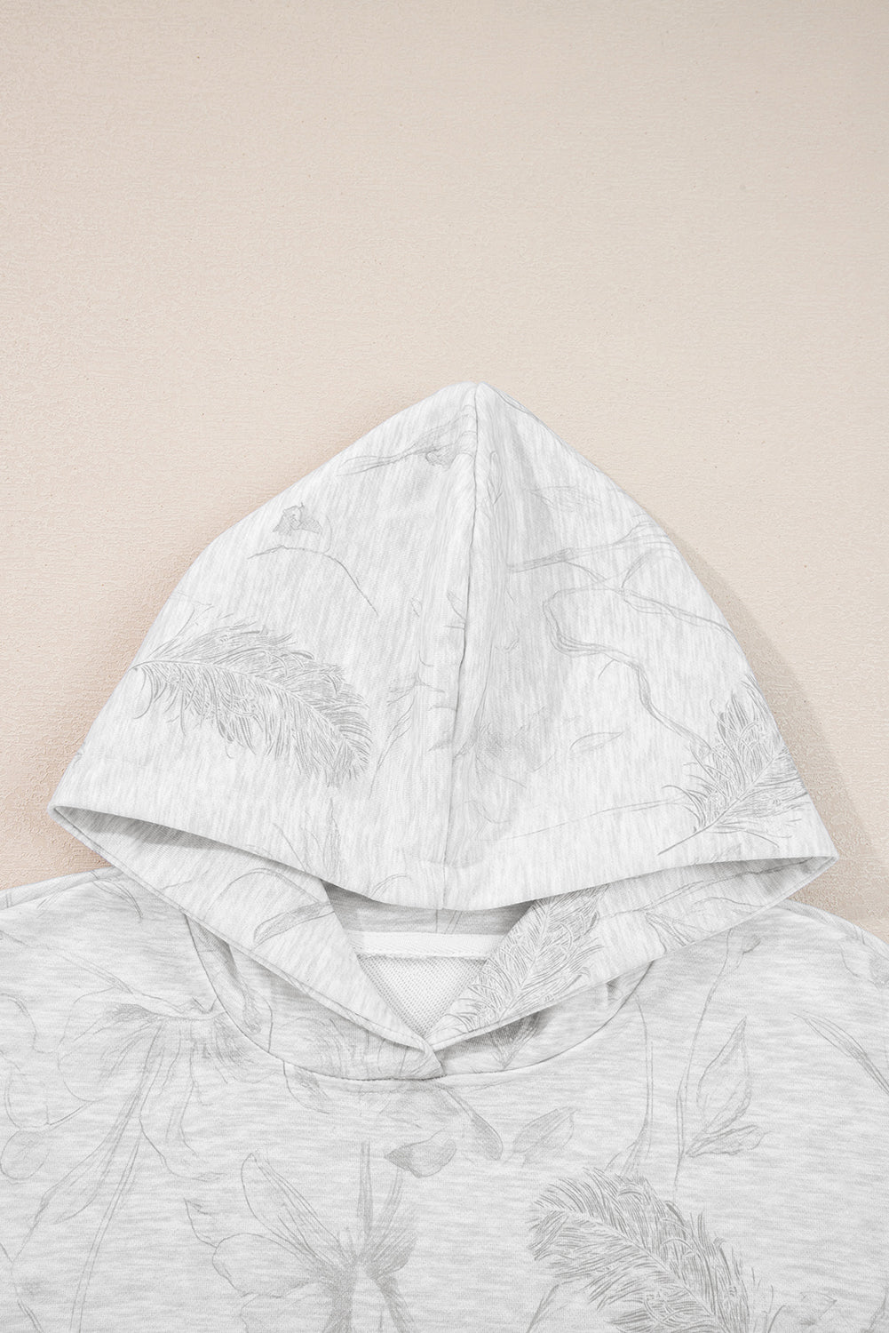 Light Grey Abstract Print Loose Hoodie Elastic Waistband 2pcs Pant Set