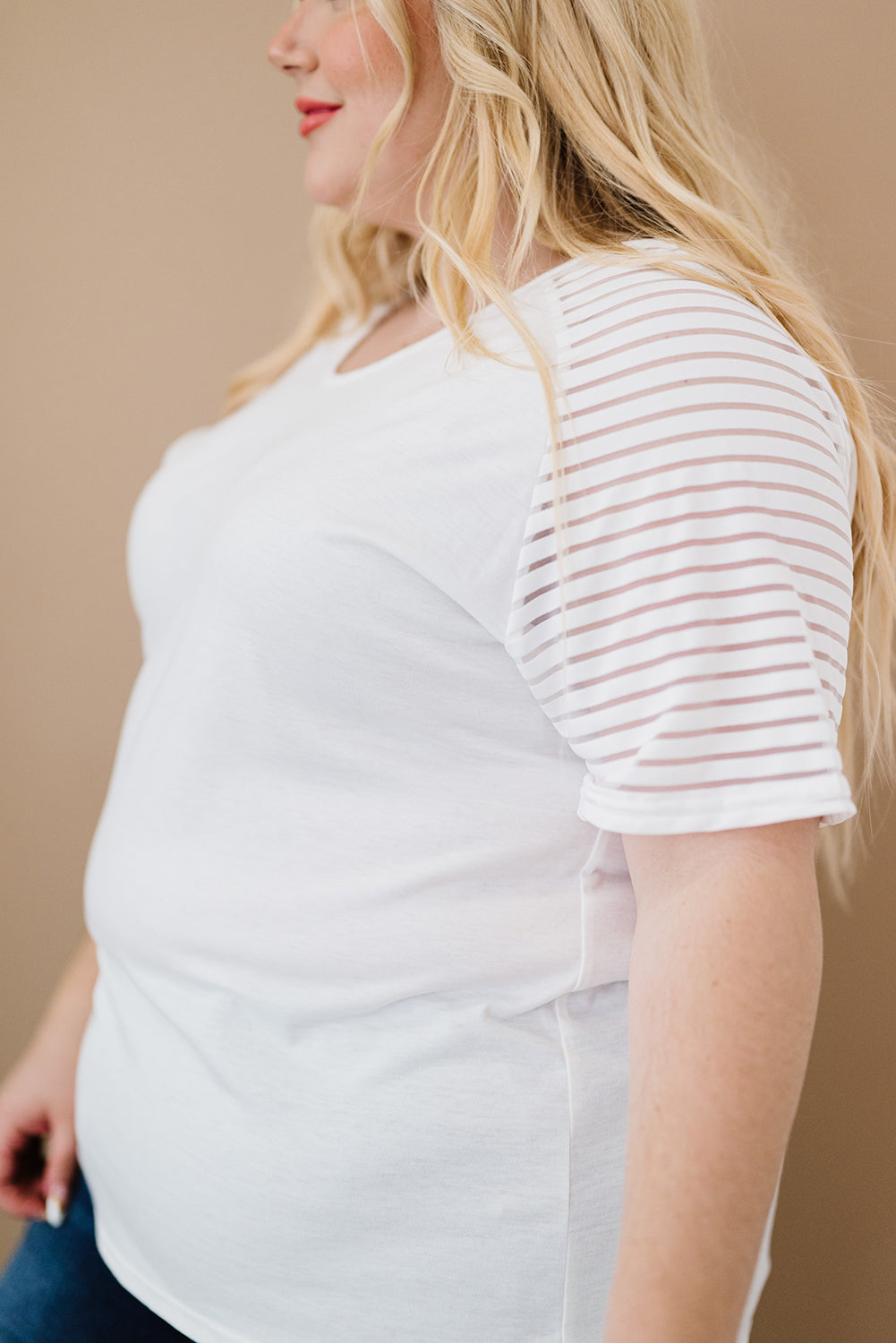 Striped Raglan Sleeve Plus Size Tee