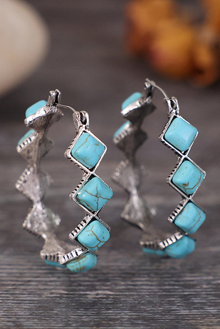 Boucles d'oreilles carrées en turquoise