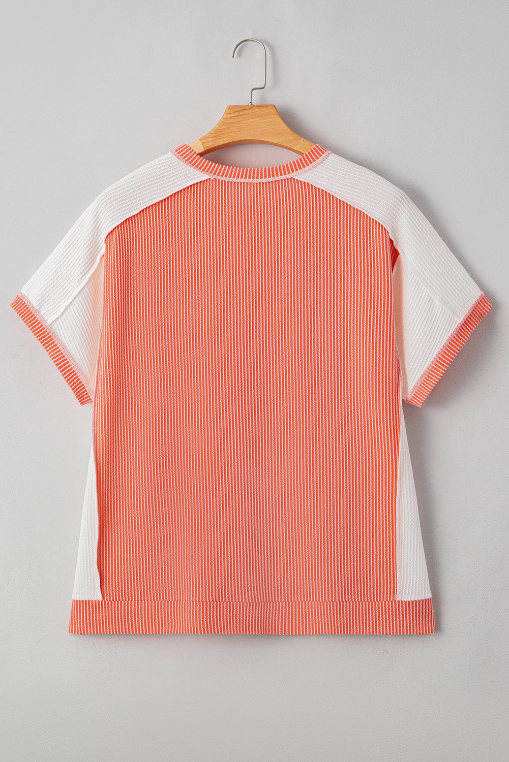 Carrot Twist Rib Colorblock Hi Low Plus Size Short Sleeve Top