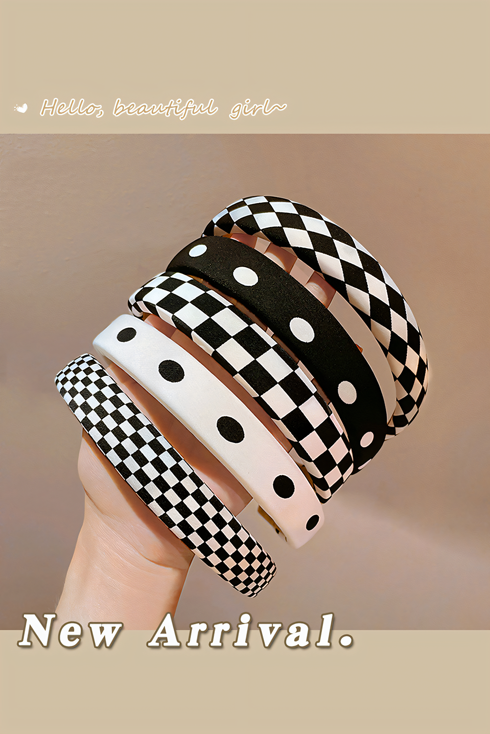 Bandeau large et chic à carreaux