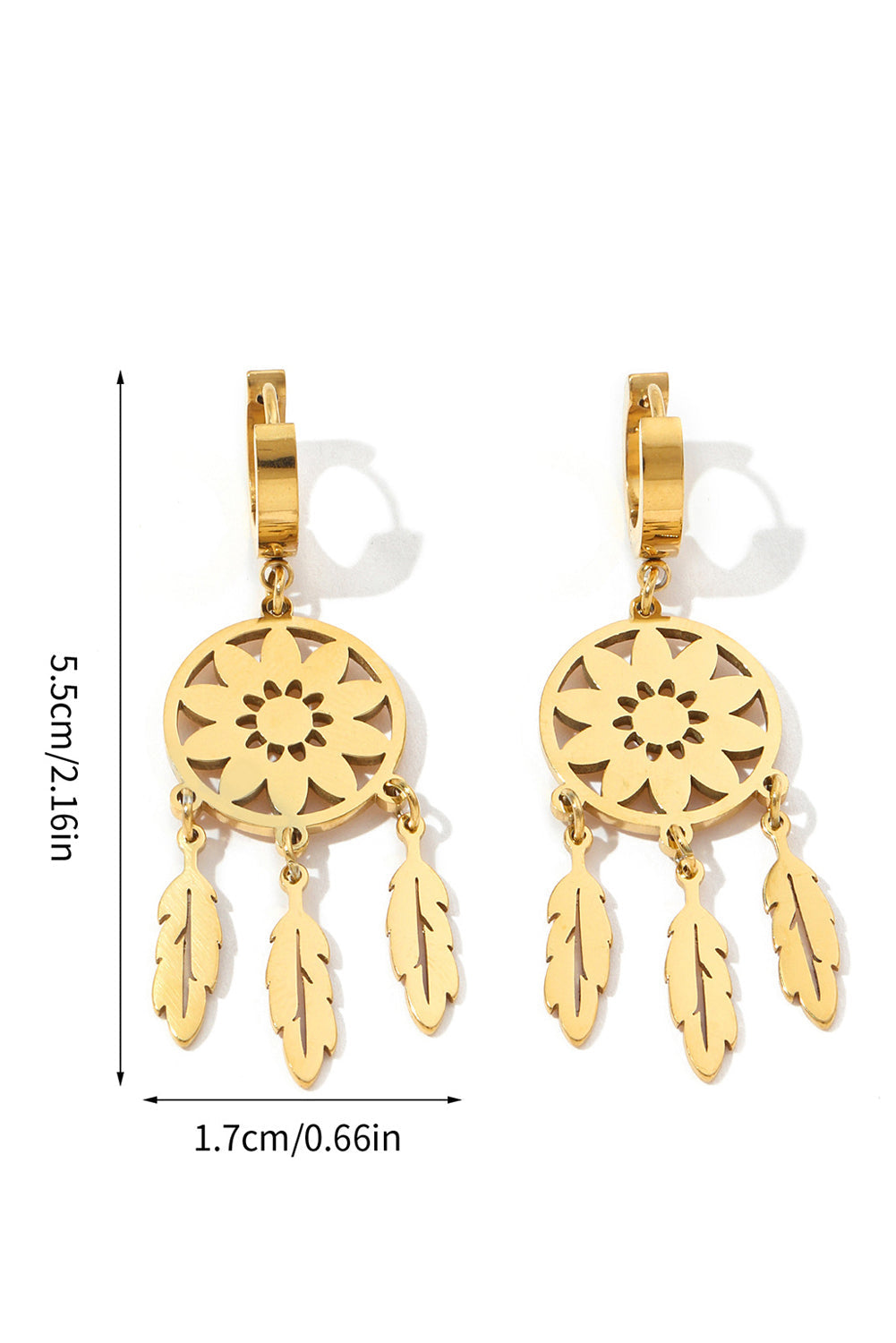 Boucles d'oreilles pendantes en alliage à franges et plumes attrape-rêves