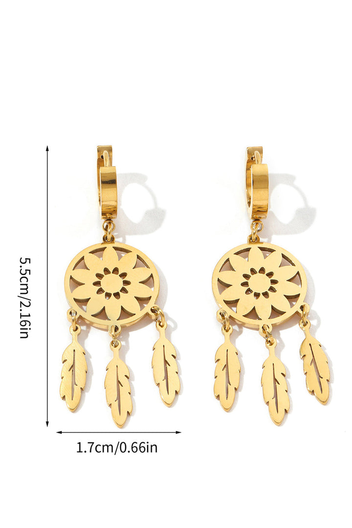 Boucles d'oreilles pendantes en alliage à franges et plumes attrape-rêves