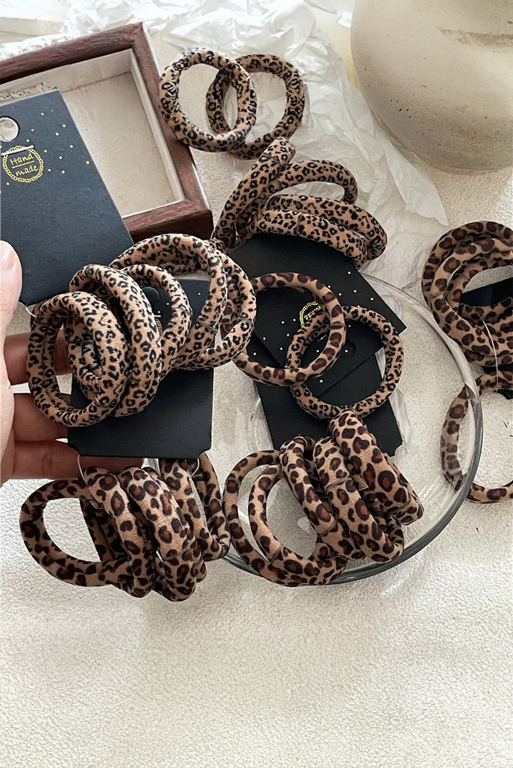 5pcs Leopard Elastic Hair Tie Set