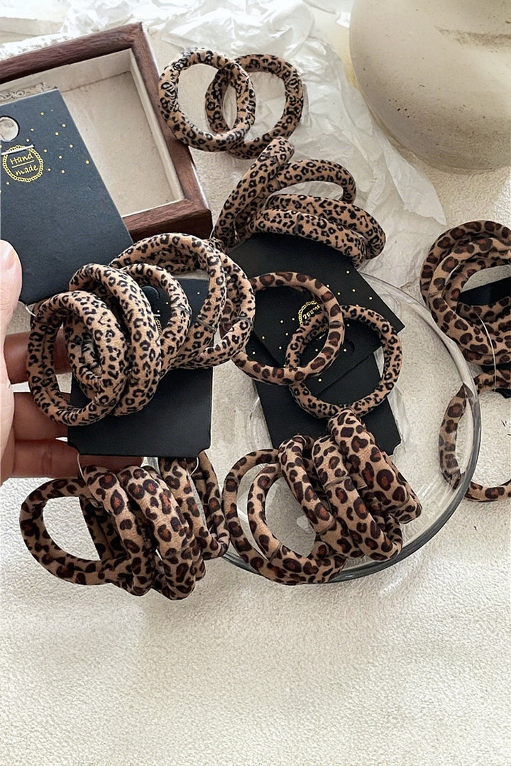 5pcs Leopard Elastic Hair Tie Set
