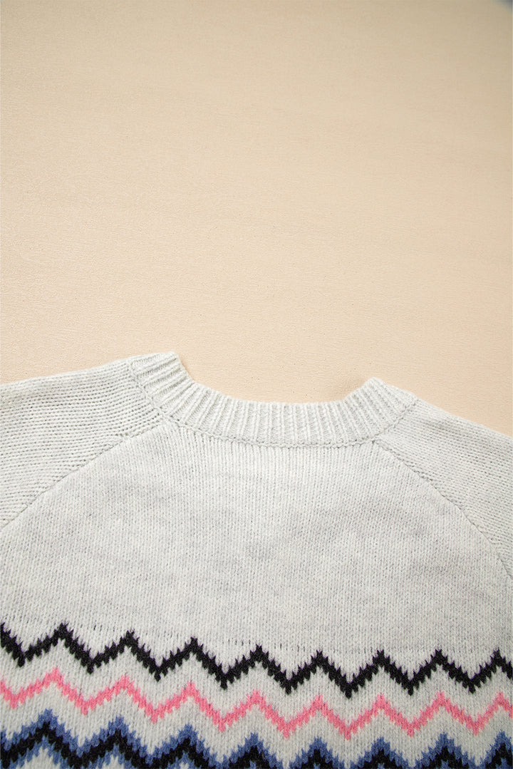 Geometric Button Up Sweater Cardigan